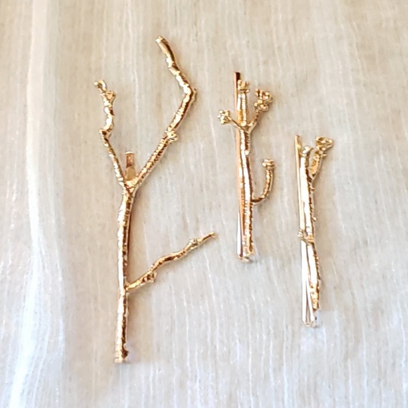 Anthropologie Little Gold Twig Hair Pins - Picture 3 of 8